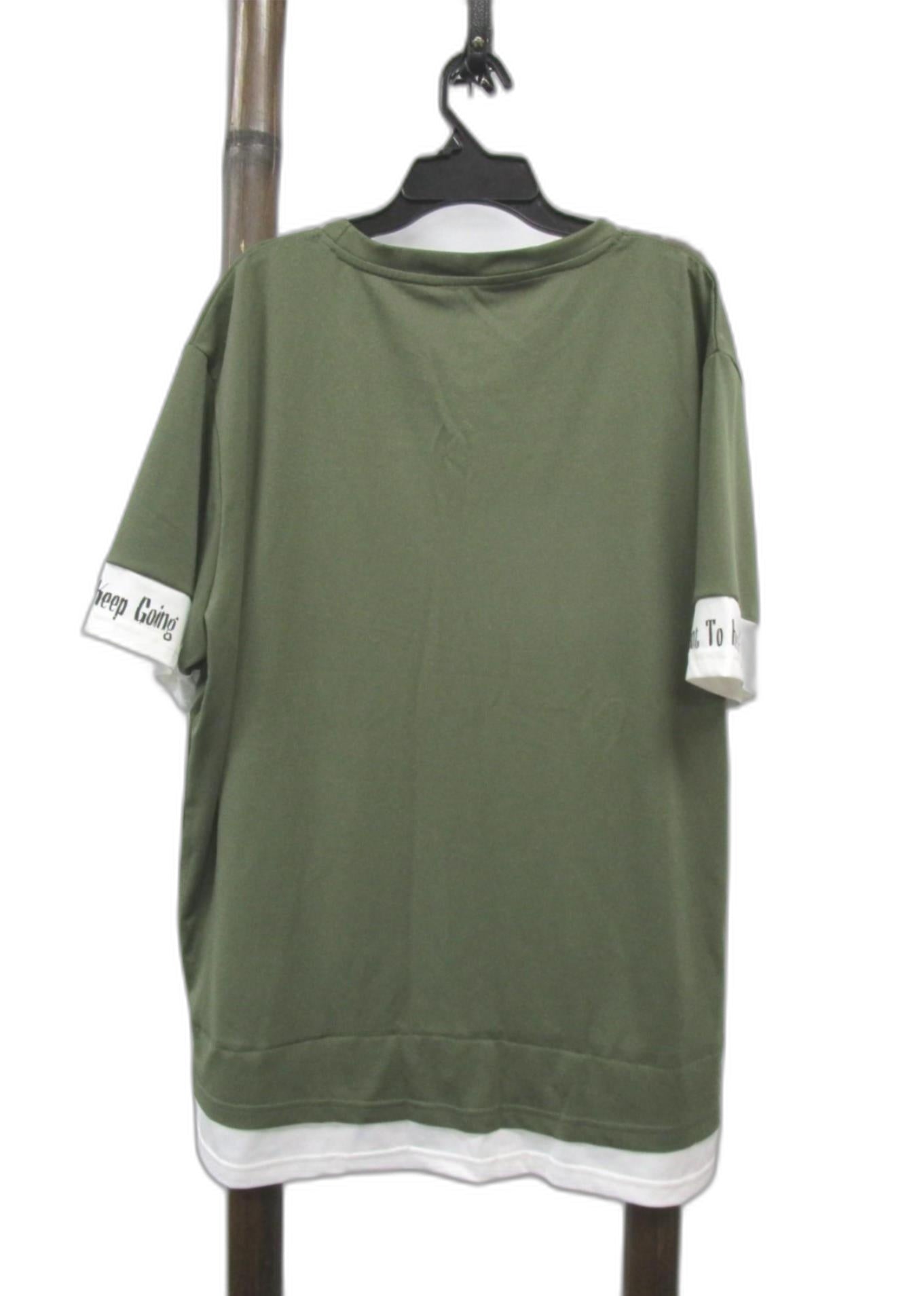 Shein Crew Neck Olive Green Short Sleeve Logo Casual Tee Mens Sz Xl NEW