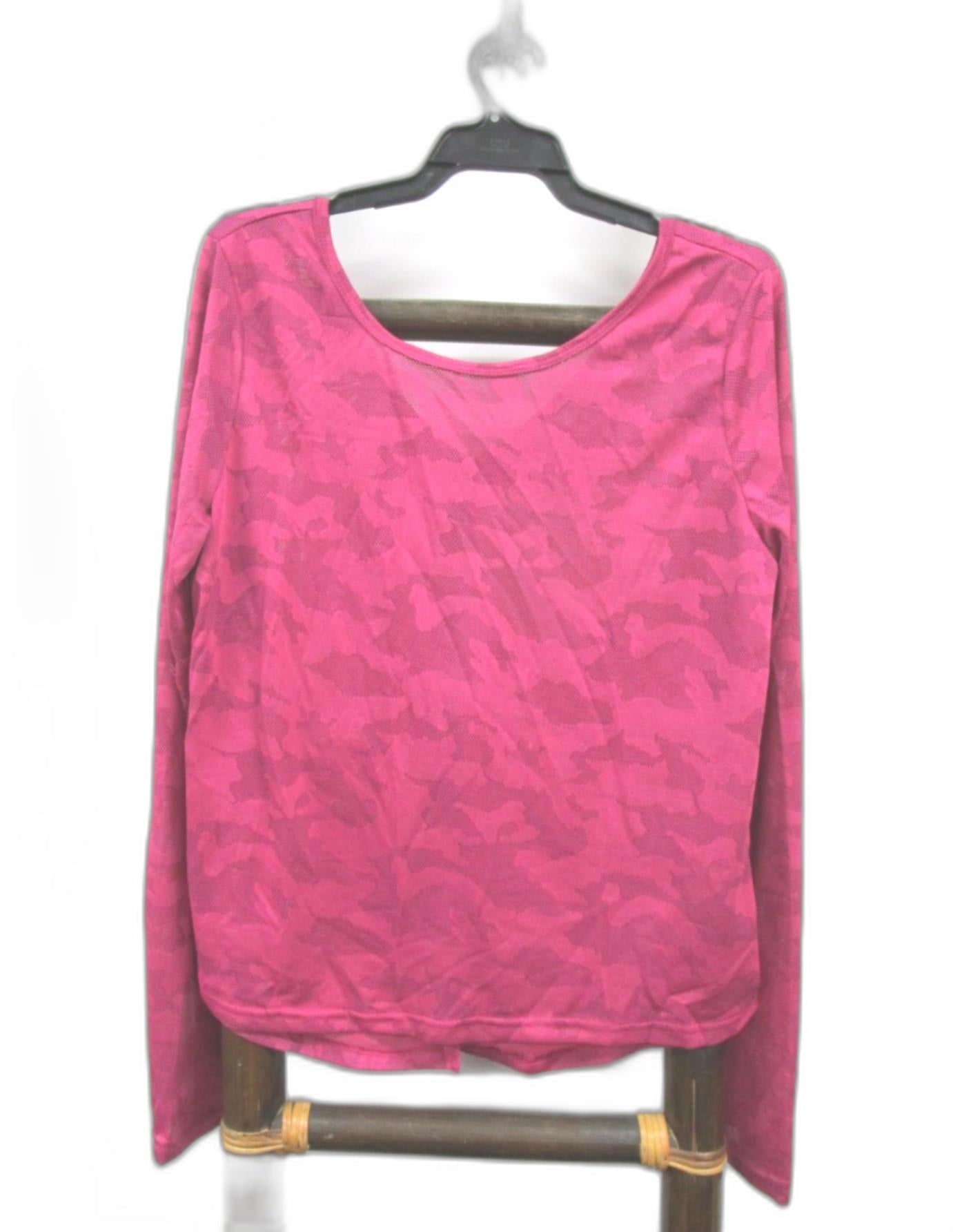 Shein Pink V-Neck Micro Mesh Long Sleeve Top Ladies Size Xl NEW