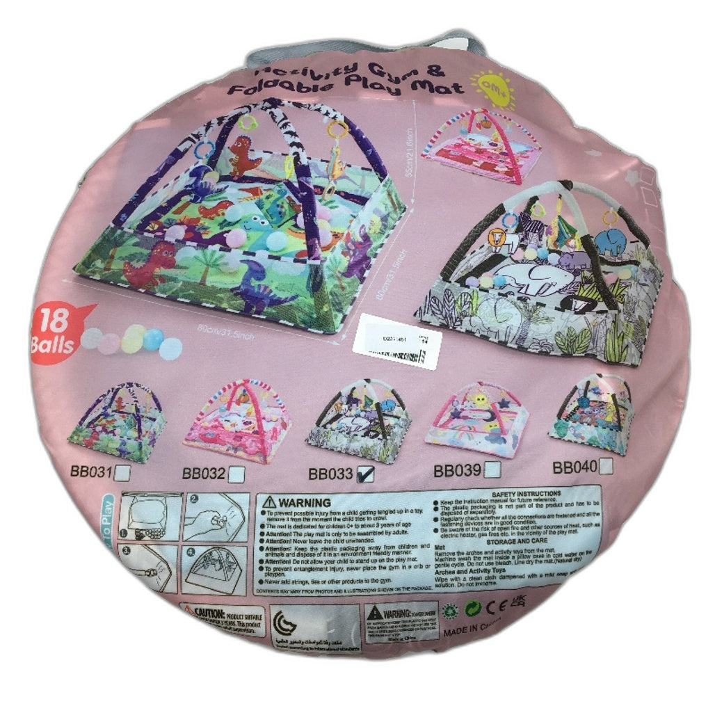 Baby Activity Gym Foldable Play Mat With Ocean Balls Sensory Toys Animal Theme