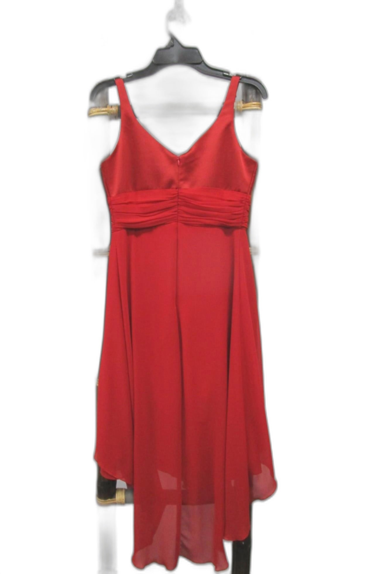 Sequins Red Sleeveless Plain Asymmetrical Flowy Dress Ladies Size 4