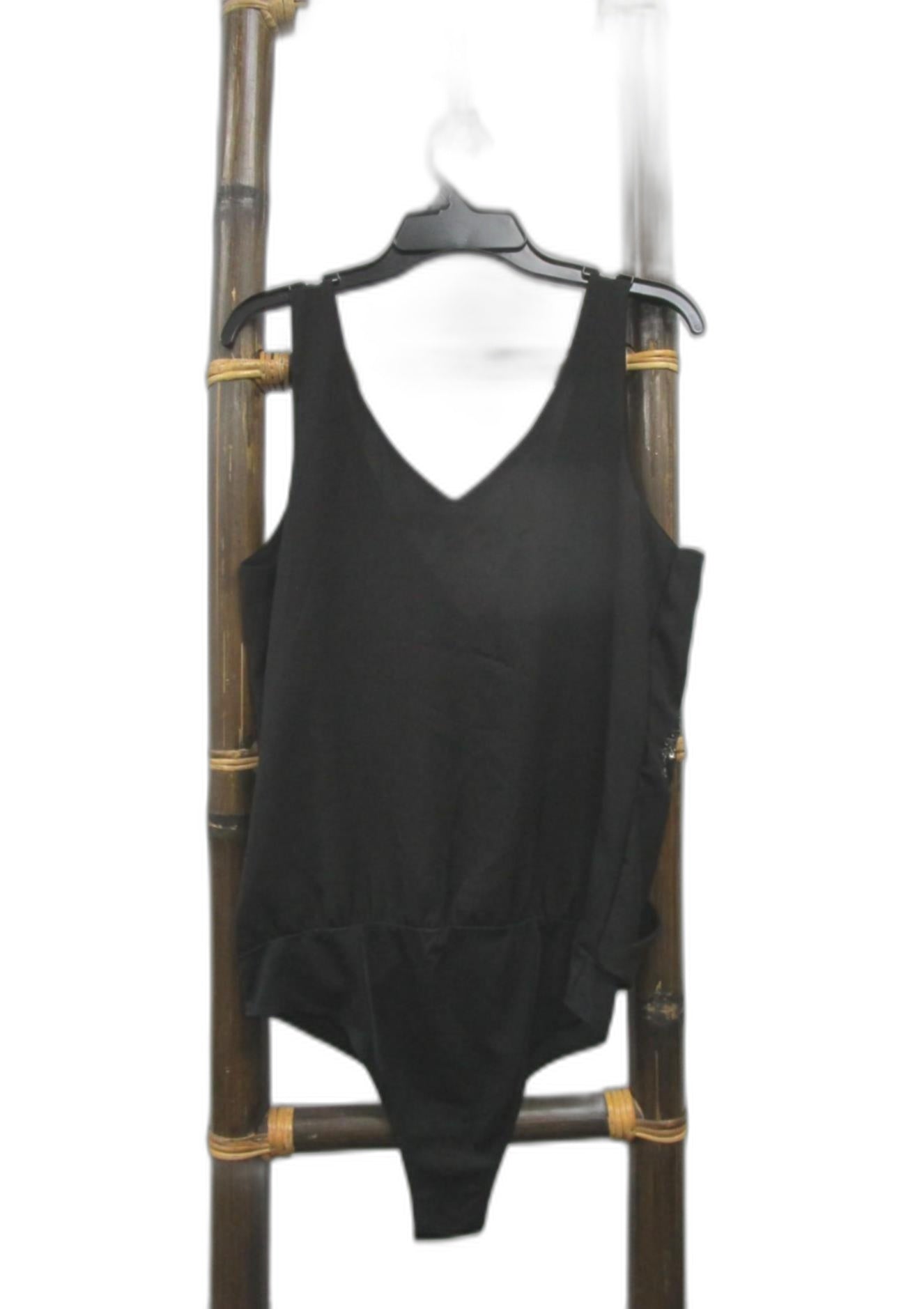 As NEW Forever NEW Black Sleeveless V-Neck Sequin Bodysuit Ladies Size 8