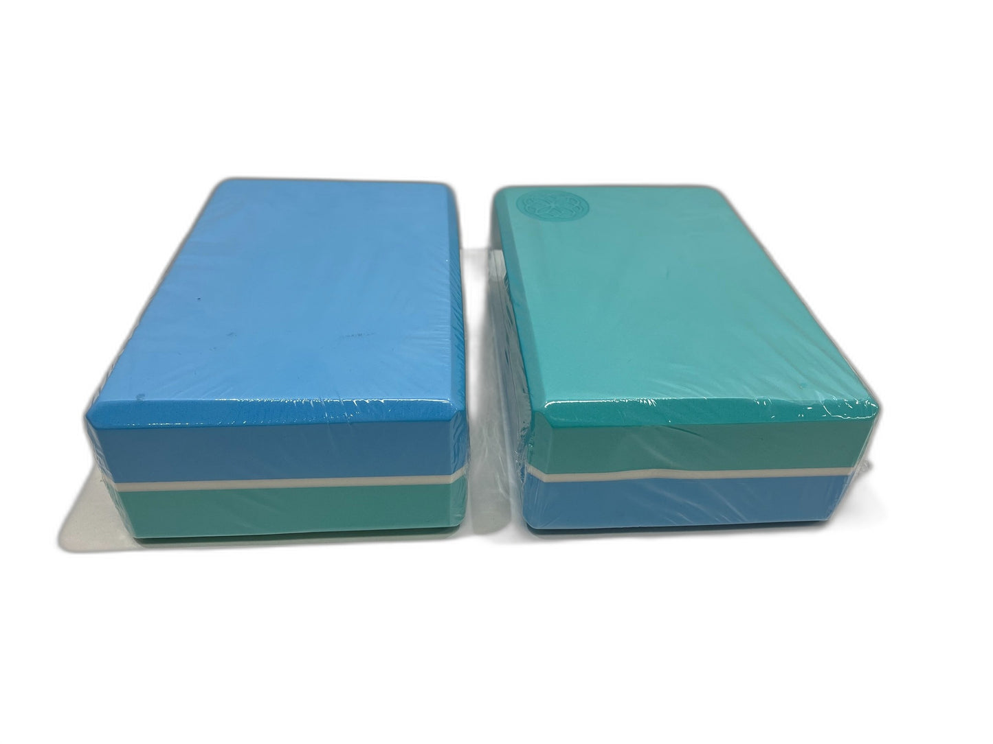 Set Of 2 Aqua/Blue 2 Tone Matching Yoga Blocks - 23Cmx 15Cm X 7.5Cm NEW