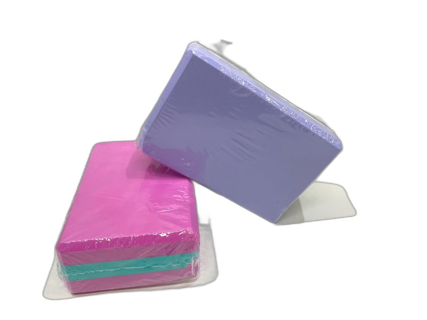 Set Of 2 Multi Coloured 2 Tone Yoga Blocks - 23Cmx 15Cm X 7.5Cm NEW