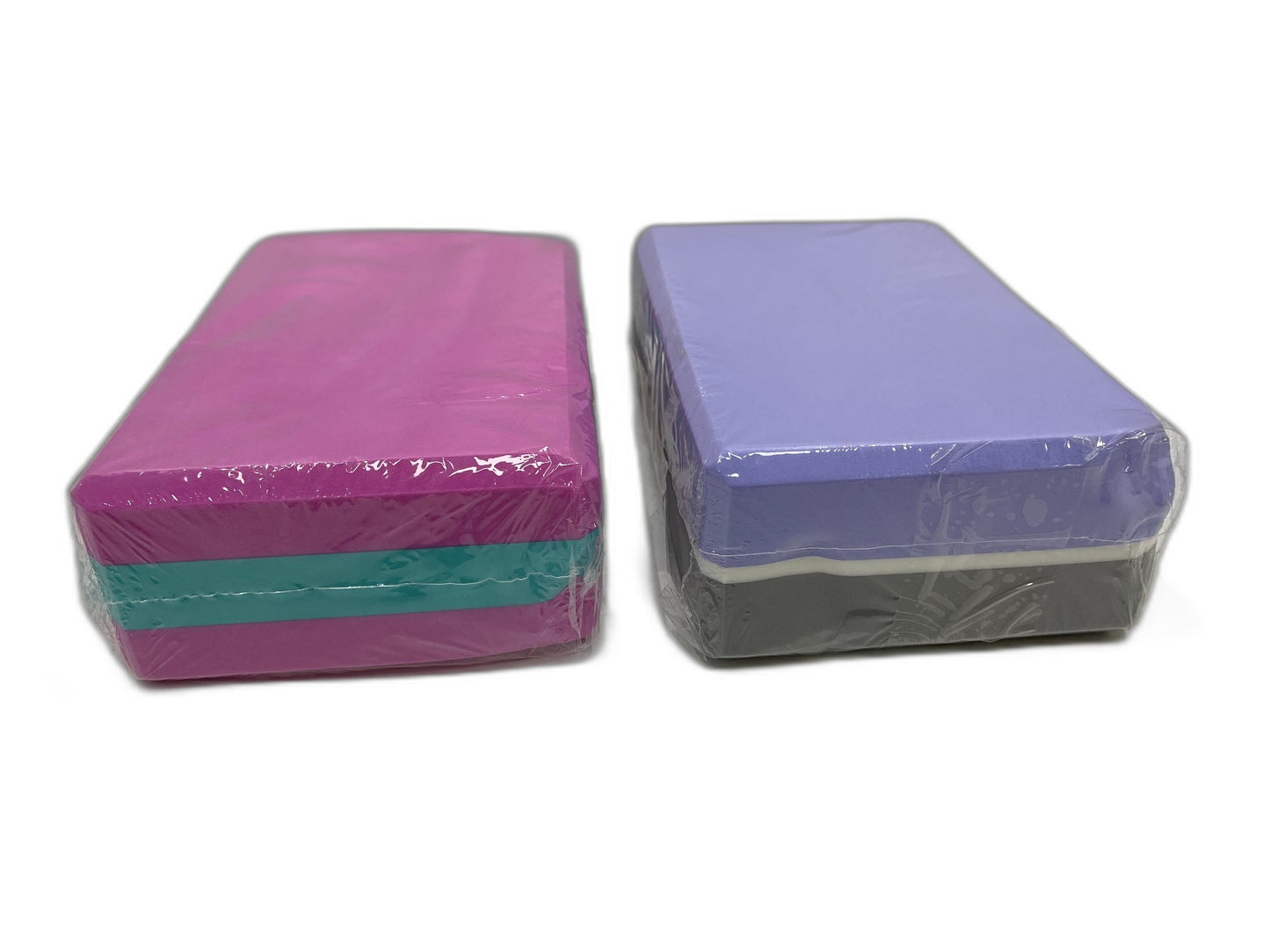 Set Of 2 Multi Coloured 2 Tone Yoga Blocks - 23Cmx 15Cm X 7.5Cm NEW