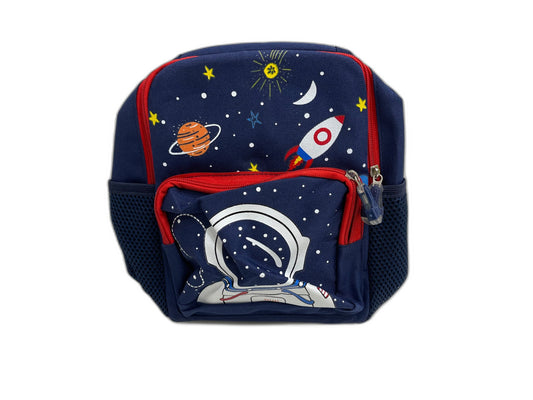 Navy Blue & Red Space Astronaut Themed Kids Small Backpack 20X25Cm NEW