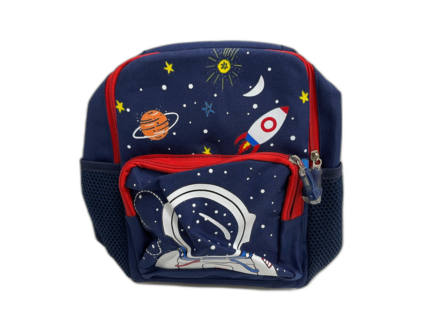 Navy Blue & Red Space Astronaut Themed Kids Small Backpack 20X25Cm NEW