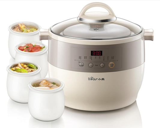 Bear 4.5L 600W Ceramic Inner Multifunctional Electric Stew Pot with 4 Pots NEW