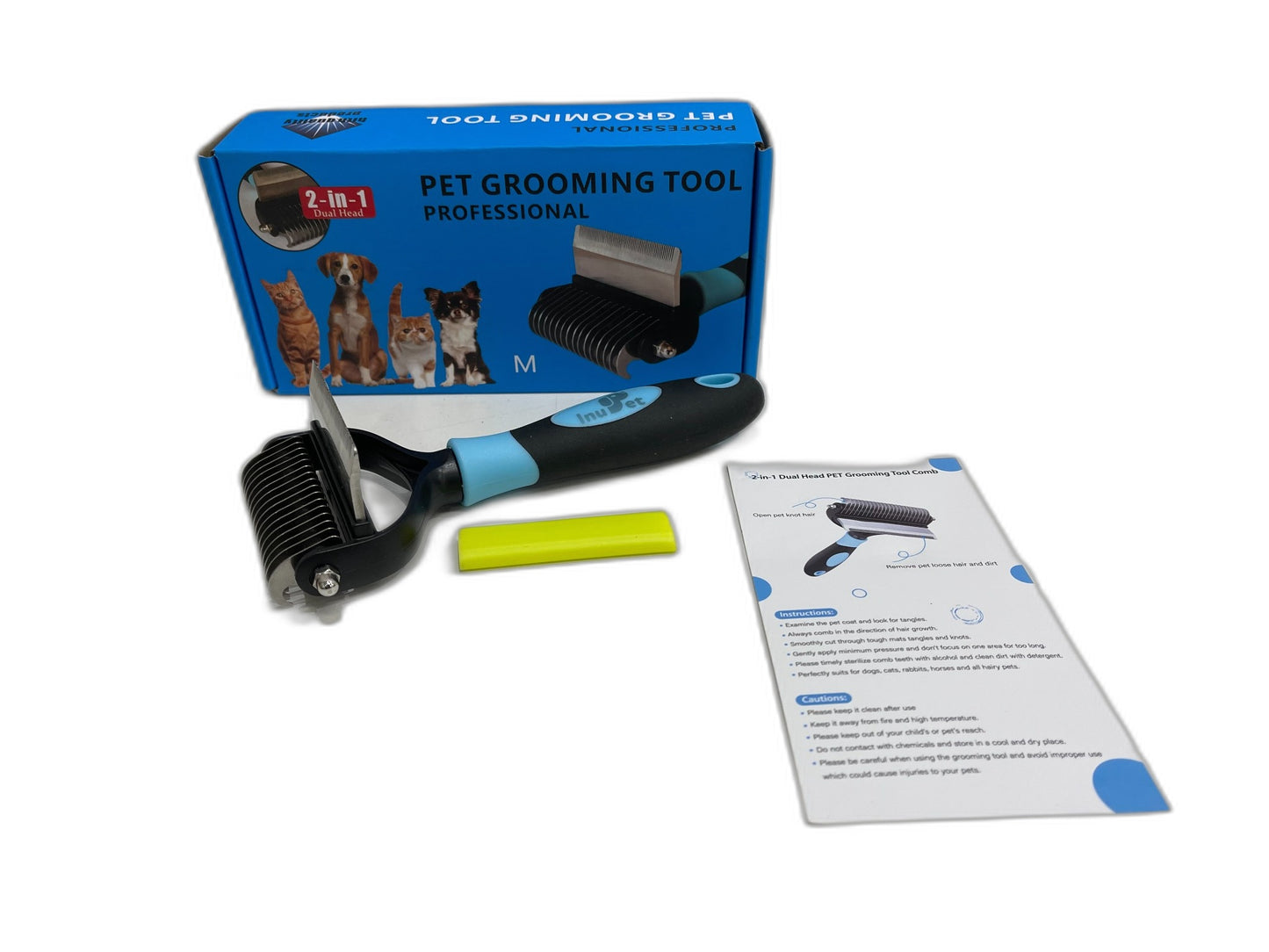 Inupet 2 In 1 Dual Head Ergonomic Professional Pet Grooming Tool NEW