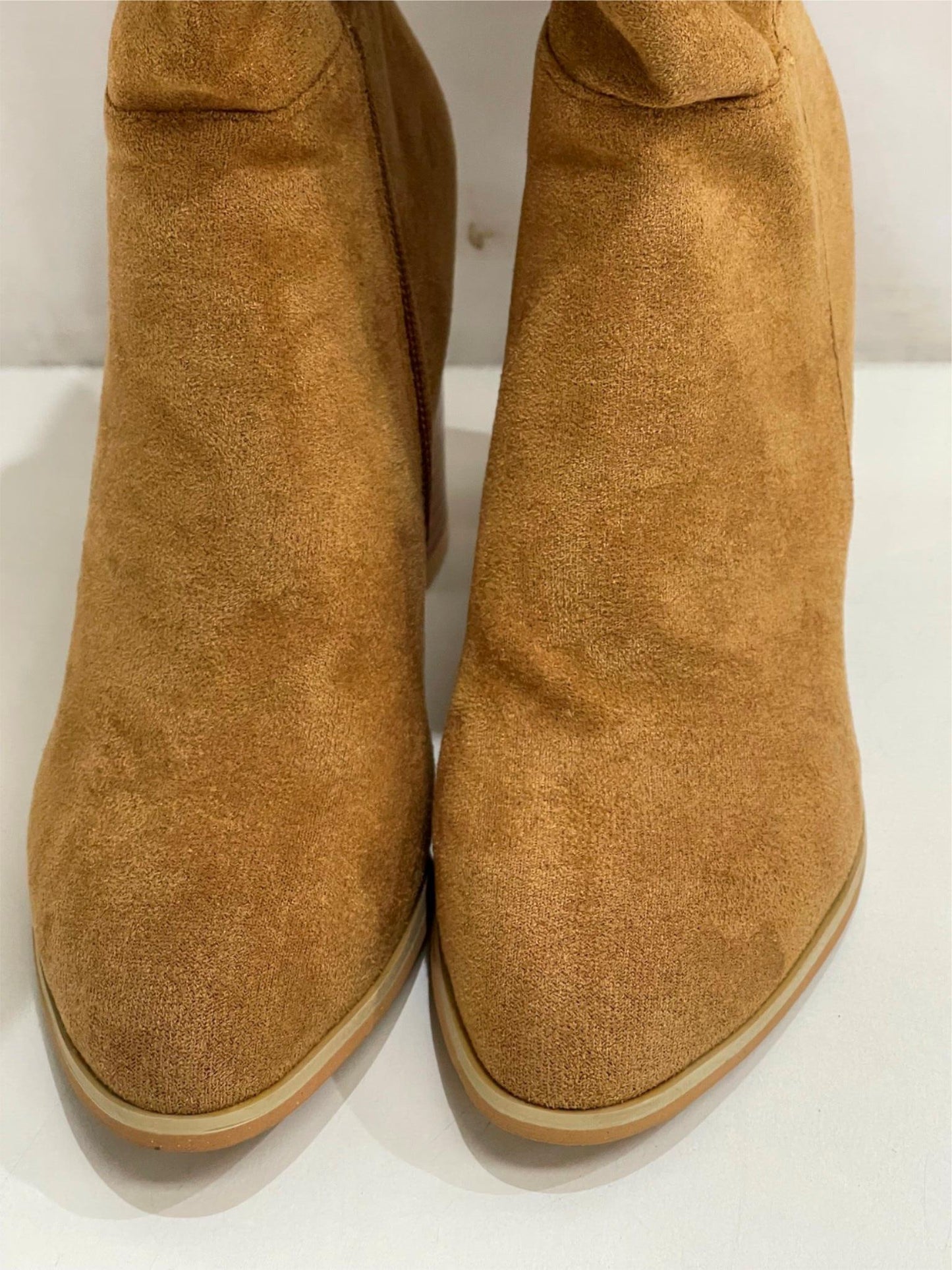 Sacchetto Tan Faux Suede Longline Heeled Boots Ladies Size 37 /Aus 6.5 NEW