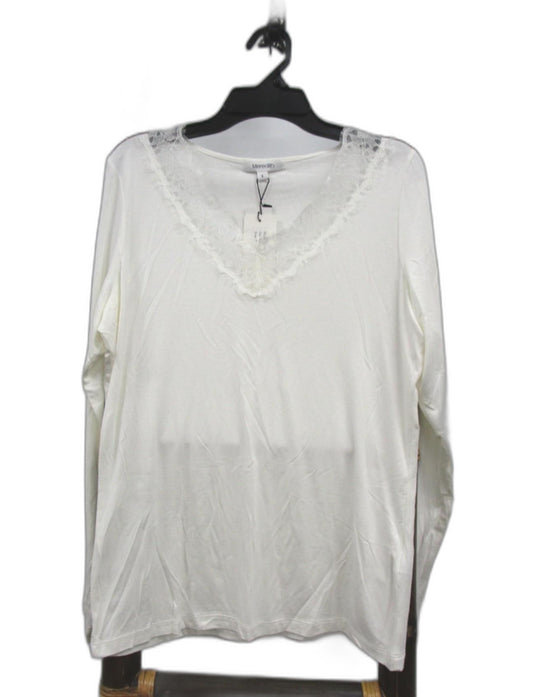 Meredith Ivory V-Neck With Lace Long Sleeve Top Ladies Size S