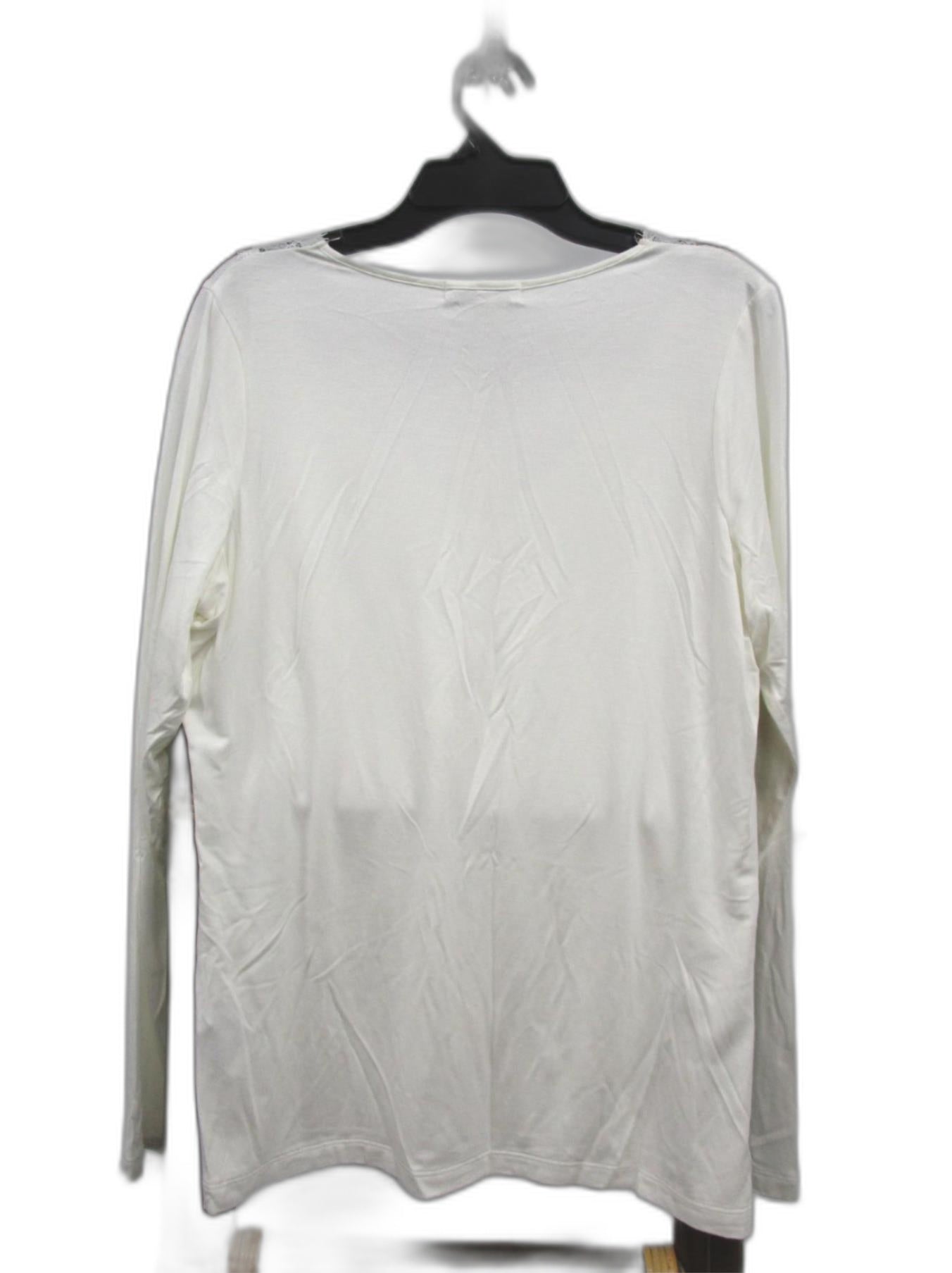 Meredith Ivory V-Neck With Lace Long Sleeve Top Ladies Size S