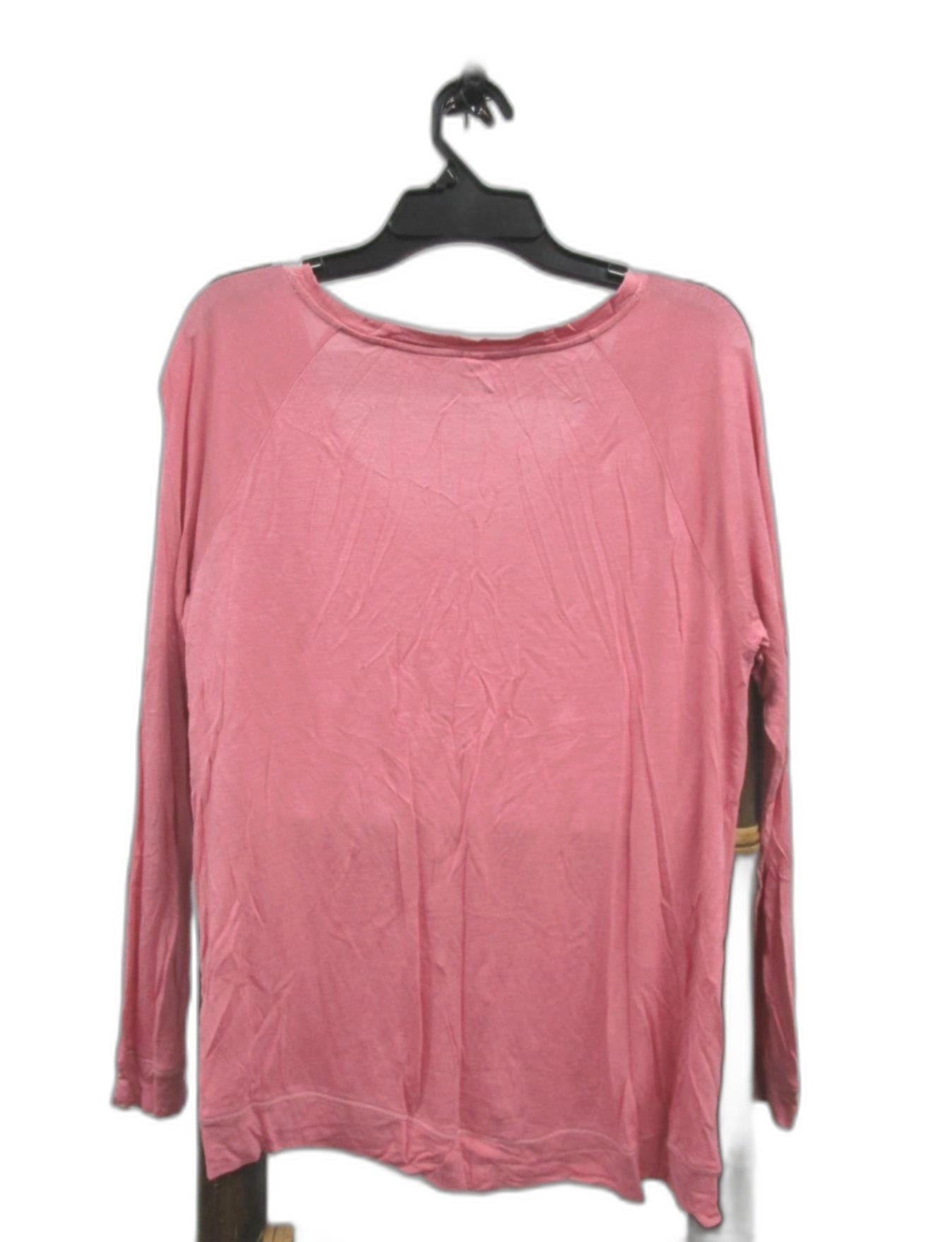 Jag V- Neck Long Sleeves Relaxed Fit Plain Top Pink Ladies Sz S