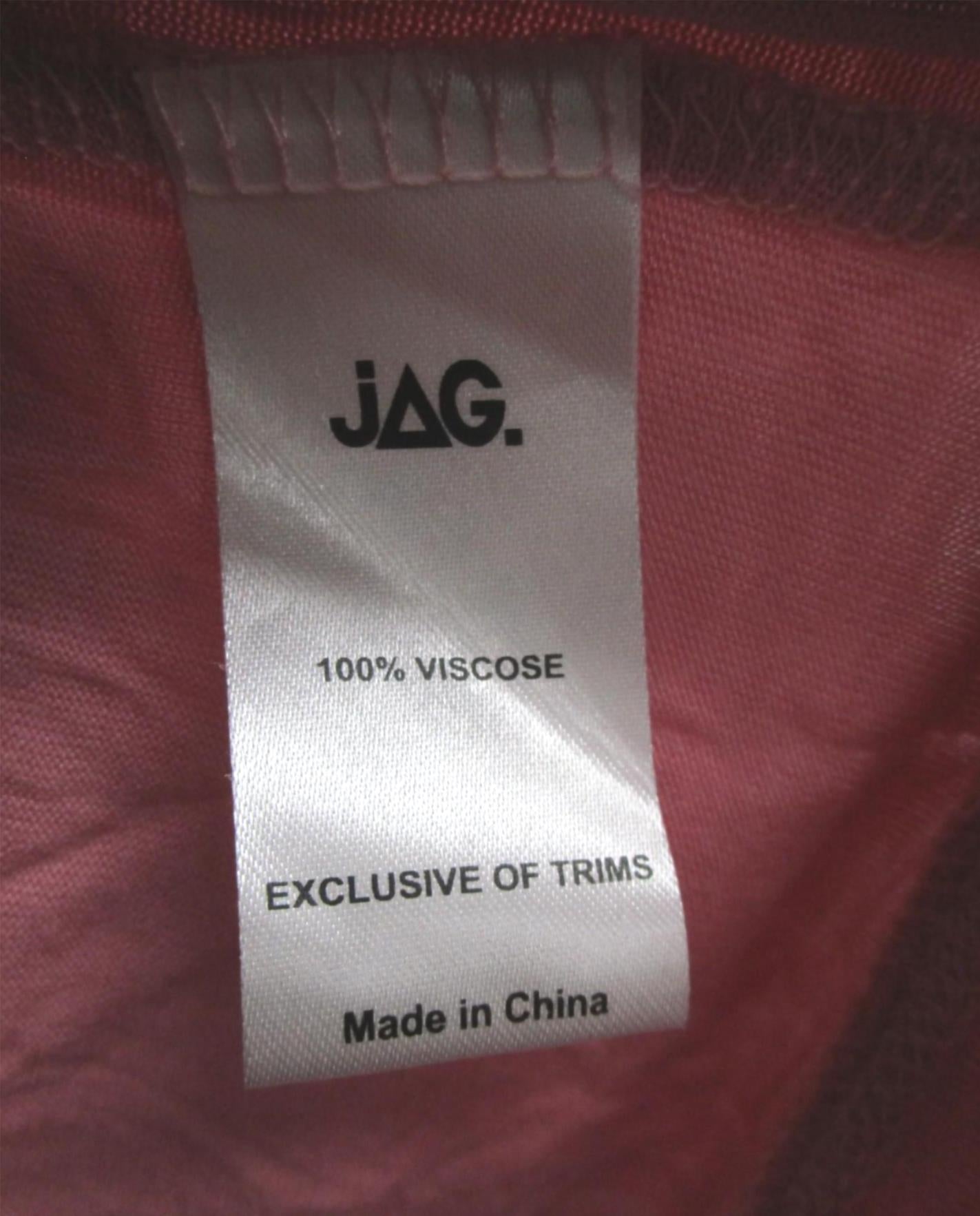 Jag V- Neck Long Sleeves Relaxed Fit Plain Top Pink Ladies Sz S