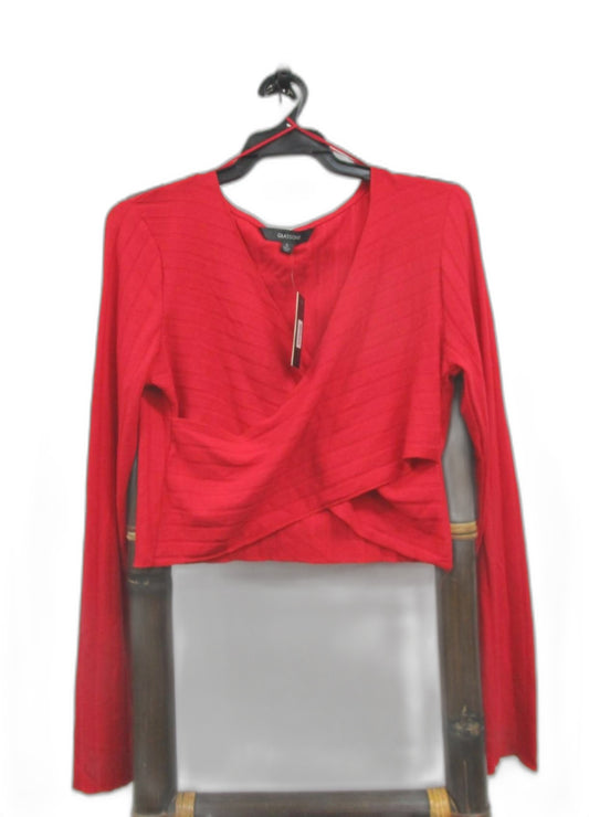 Glassons Long Sleeves Relaxed Fit Ribbed Crop Top Red Ladies Size L NEW