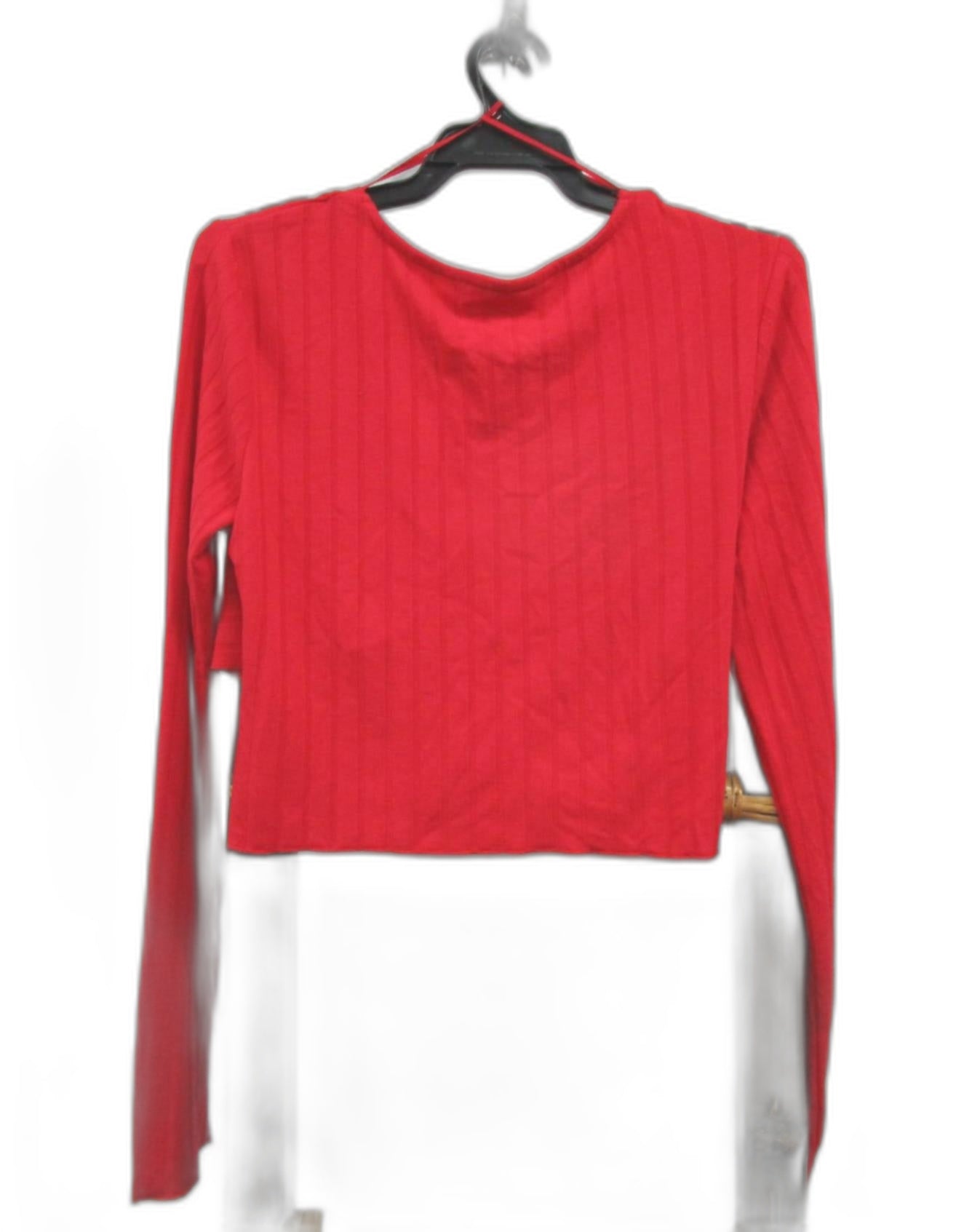 Glassons Long Sleeves Relaxed Fit Ribbed Crop Top Red Ladies Size L NEW