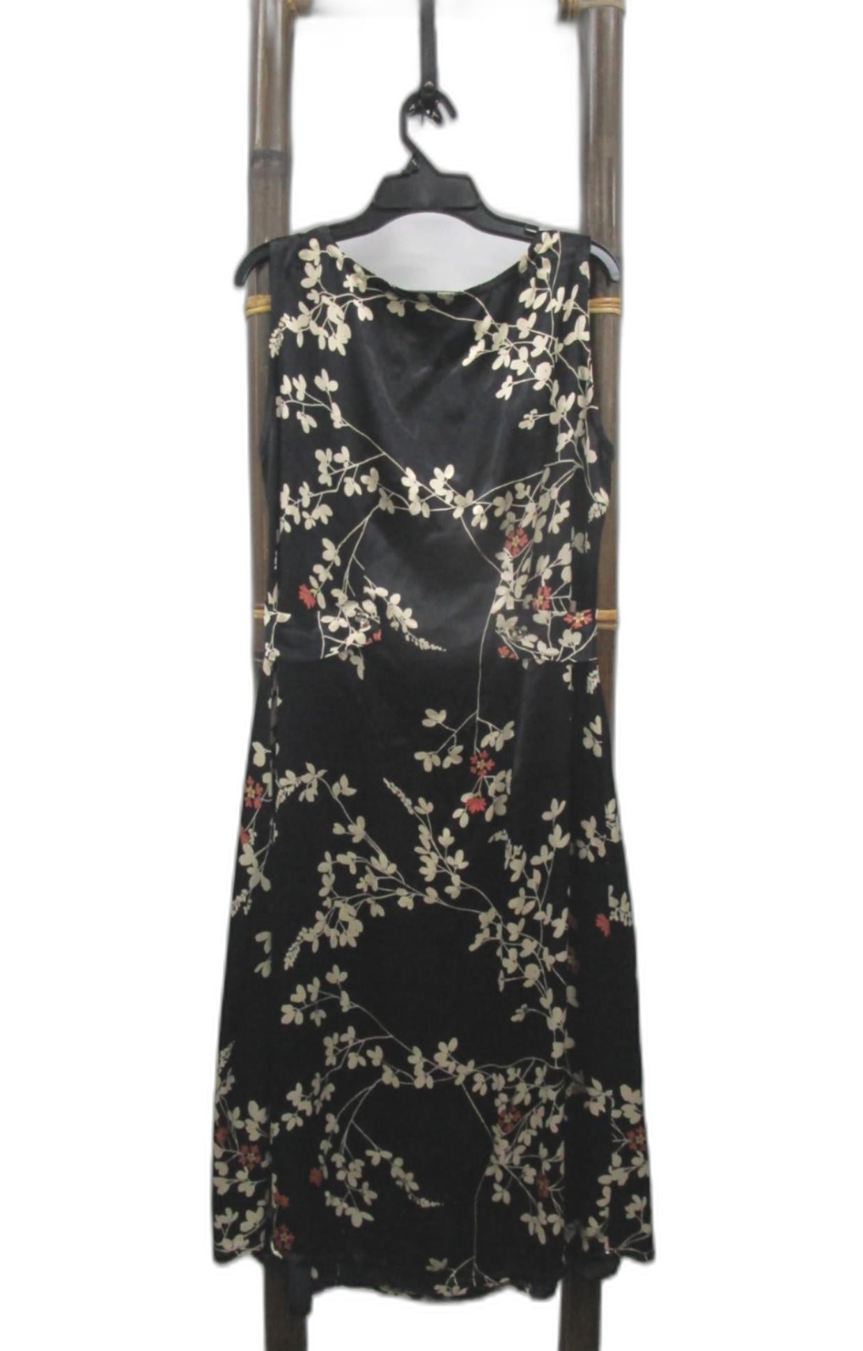 Ankie Melbourne Australian Made Silky Feel Black Floral Dress Ladies Sz M