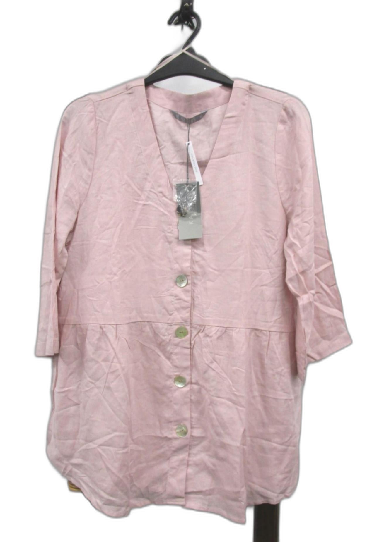 Katies 3/4 Sleeve Woven Flounce Linen Top Blush Ladies Size 10 NEW