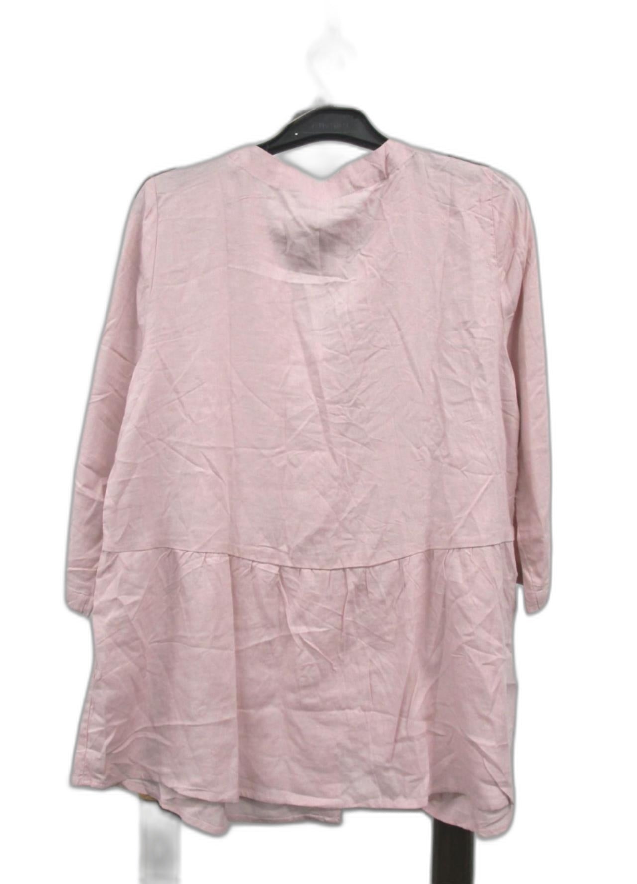 Katies 3/4 Sleeve Woven Flounce Linen Top Blush Ladies Size 10 NEW