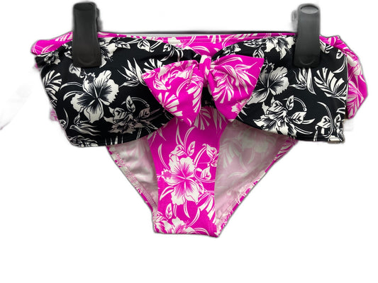 Girl Express 2Pce Floral Bikini Strapless Top & Pants Pink Black Sz12 NEW