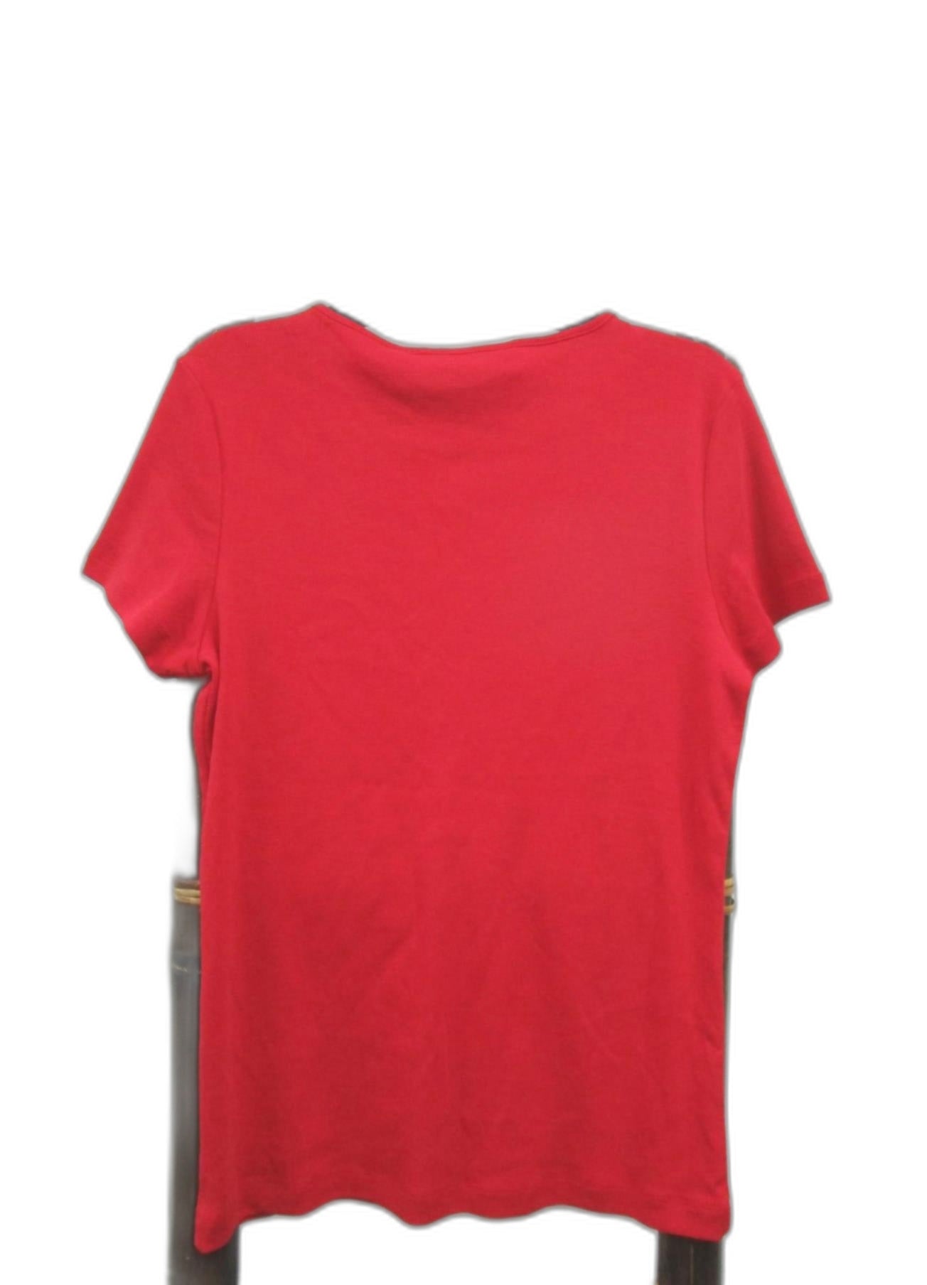 Capital M Cotton Short Sleeve V-Neck Top Tango Red Ladies Size M NEW