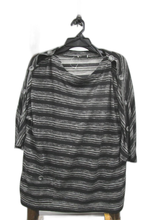 Marco Polo Half Sleeve Shoulder Buttoned Top Grey/Black Ladies Sz S NEW