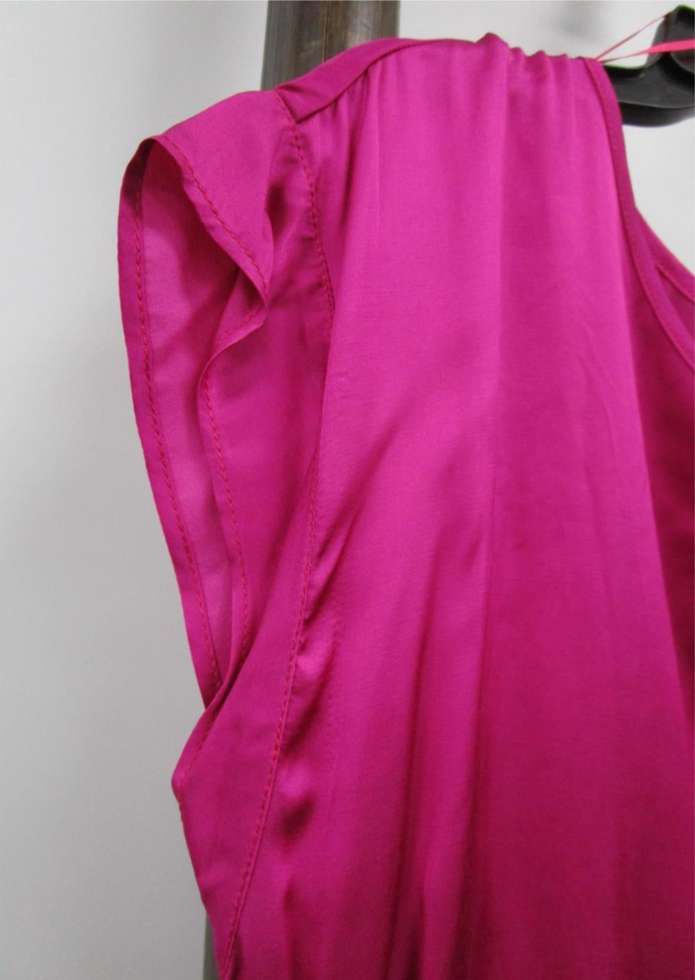 Marco Polo Silky Feel Cap Sleeve Round Neck Top Hot Pink Ladies Sz 10 Rp$119 NEW