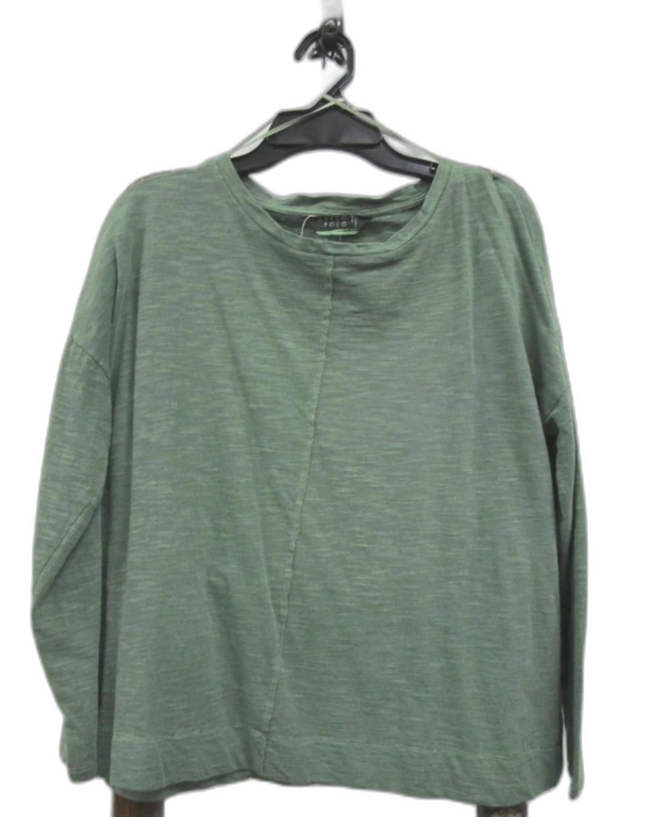 Marco Polo Relaxed Fit Long Sleeve Round Neck Top Green Ladies Sz S NEW