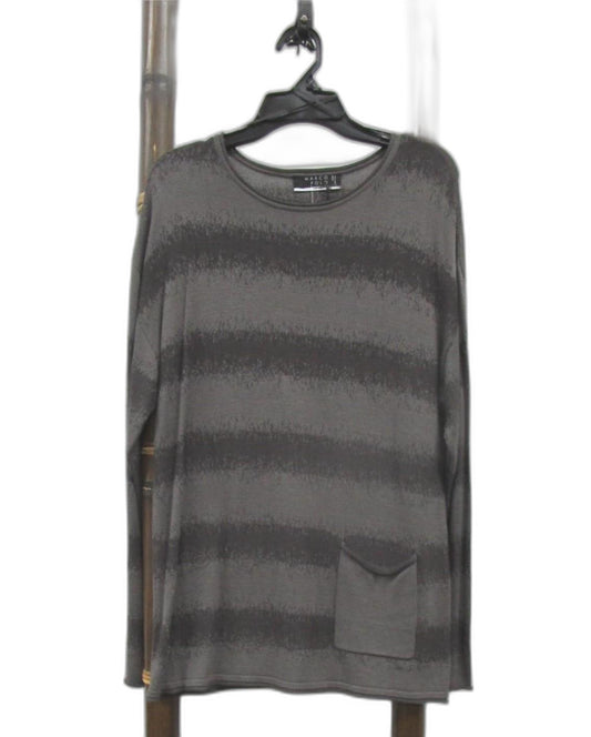 Marco Polo Long Sleeve Round Neck Wave Knit Top Grey Ladies Size S NEW