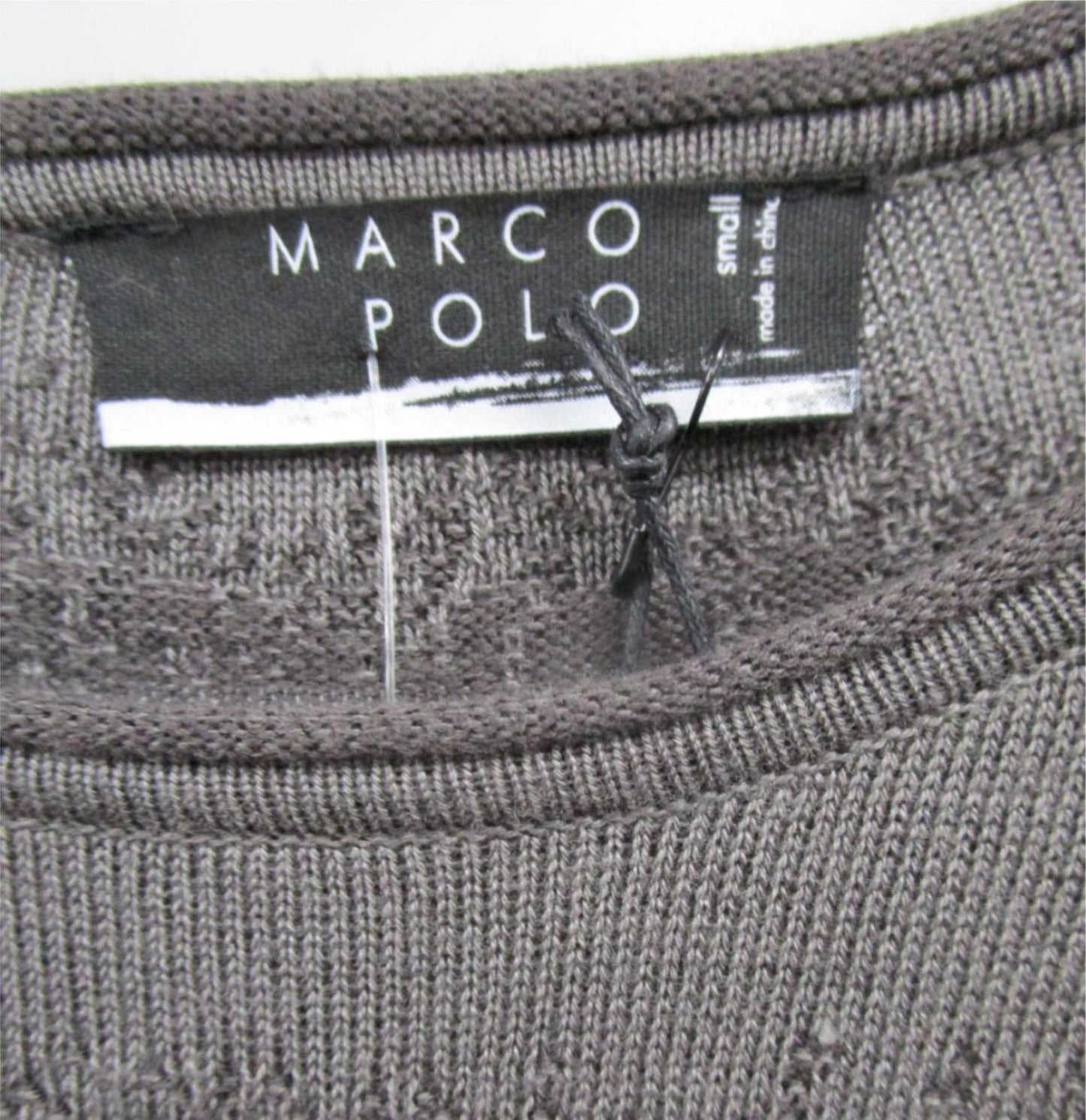 Marco Polo Long Sleeve Round Neck Wave Knit Top Grey Ladies Size S NEW