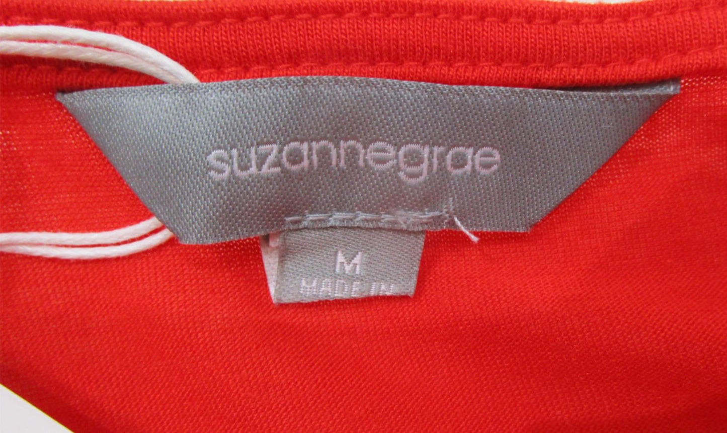 Suzannegrae Round Neck Relaxed Fit Cap Sleeve Top Red Ladies Sz M NEW