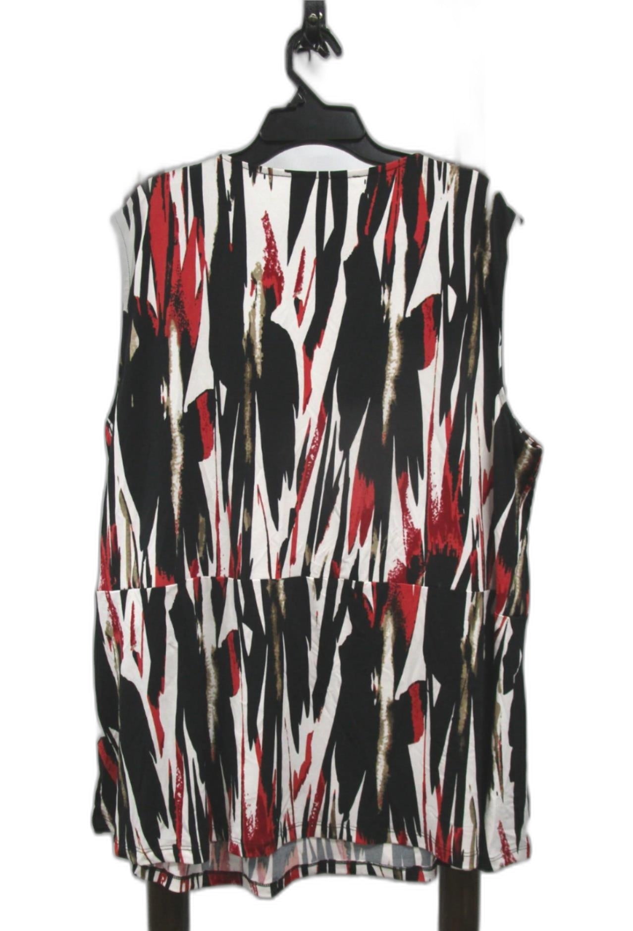 Jane Lamerton Sleeveless Wrap Over Top Black/White/Red Ladies Sz 24 NEW