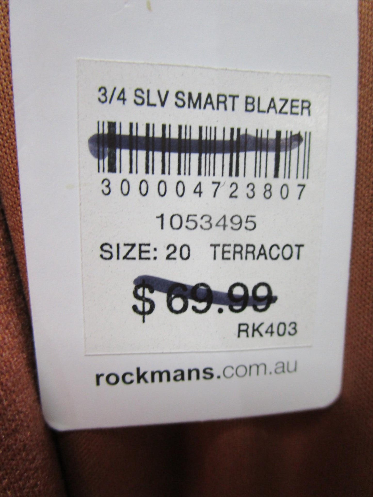 Rockmans 3/4 Sleeve 2 Pocket Smart Blazer Terracot Ladies Size 20 NEW