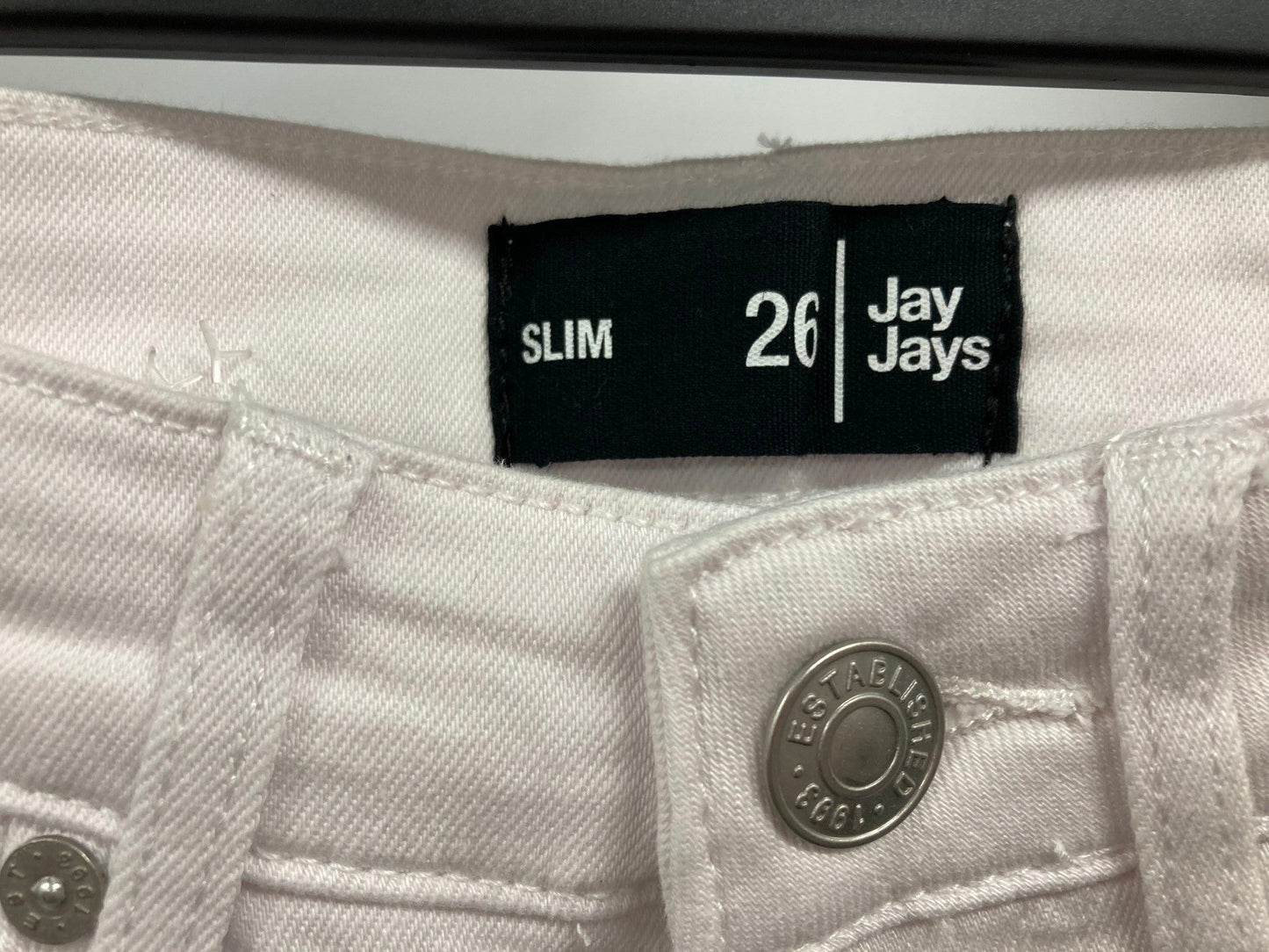 Jay Jays Slim Stretchy W/Cuff Cotton Zip Up Shorts White Mens Sz 26 NEW