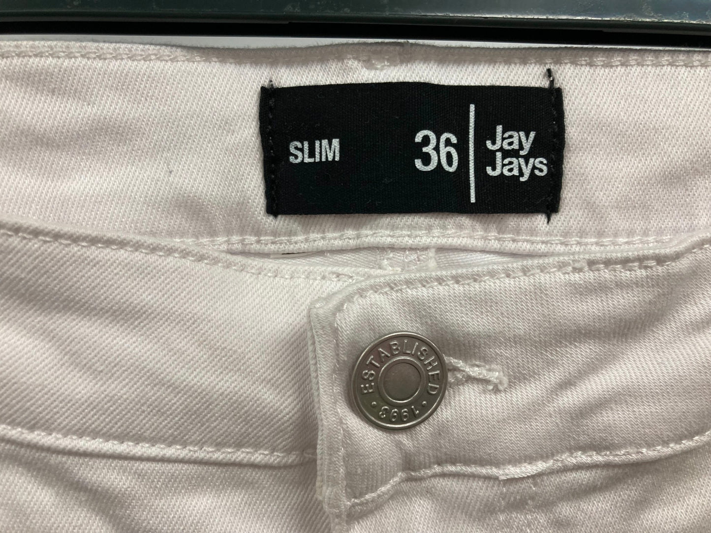 Jay Jays Slim Stretchy W/Cuff Cotton Zip Up Shorts White Mens Sz 36 NEW