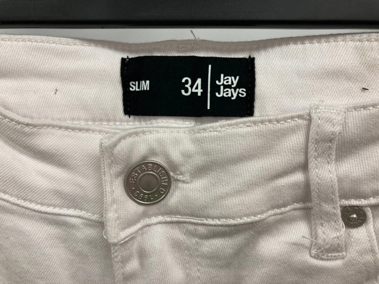 Jay Jays Slim Stretchy W/Cuff Cotton Zip Up Shorts White Mens Sz 34 NEW