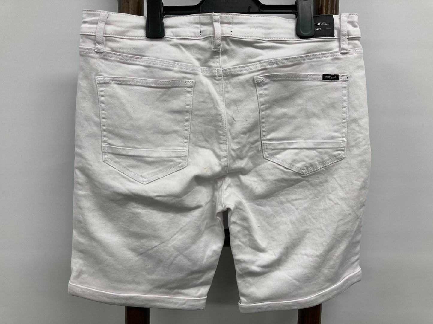 Jay Jays Slim Stretchy W/Cuff Cotton Zip Up Shorts White Mens Sz 38 NEW