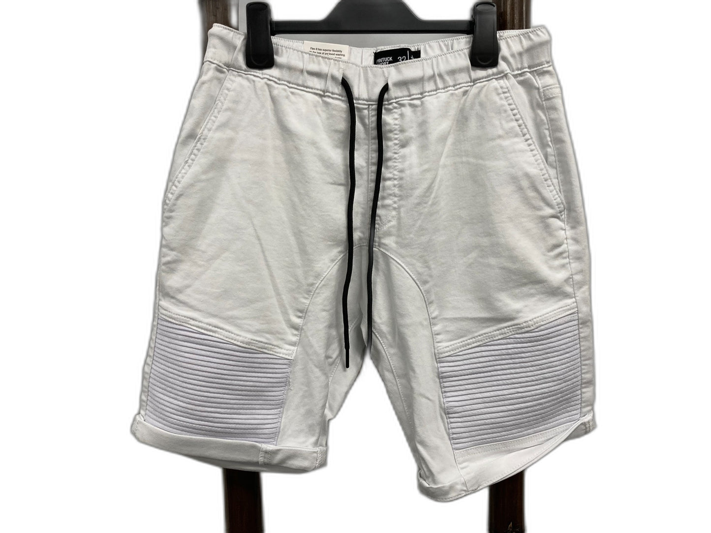 Jay Jays Pintuck Stretchy Cuff & Drawstring Shorts White** Mens Sz 32 NEW