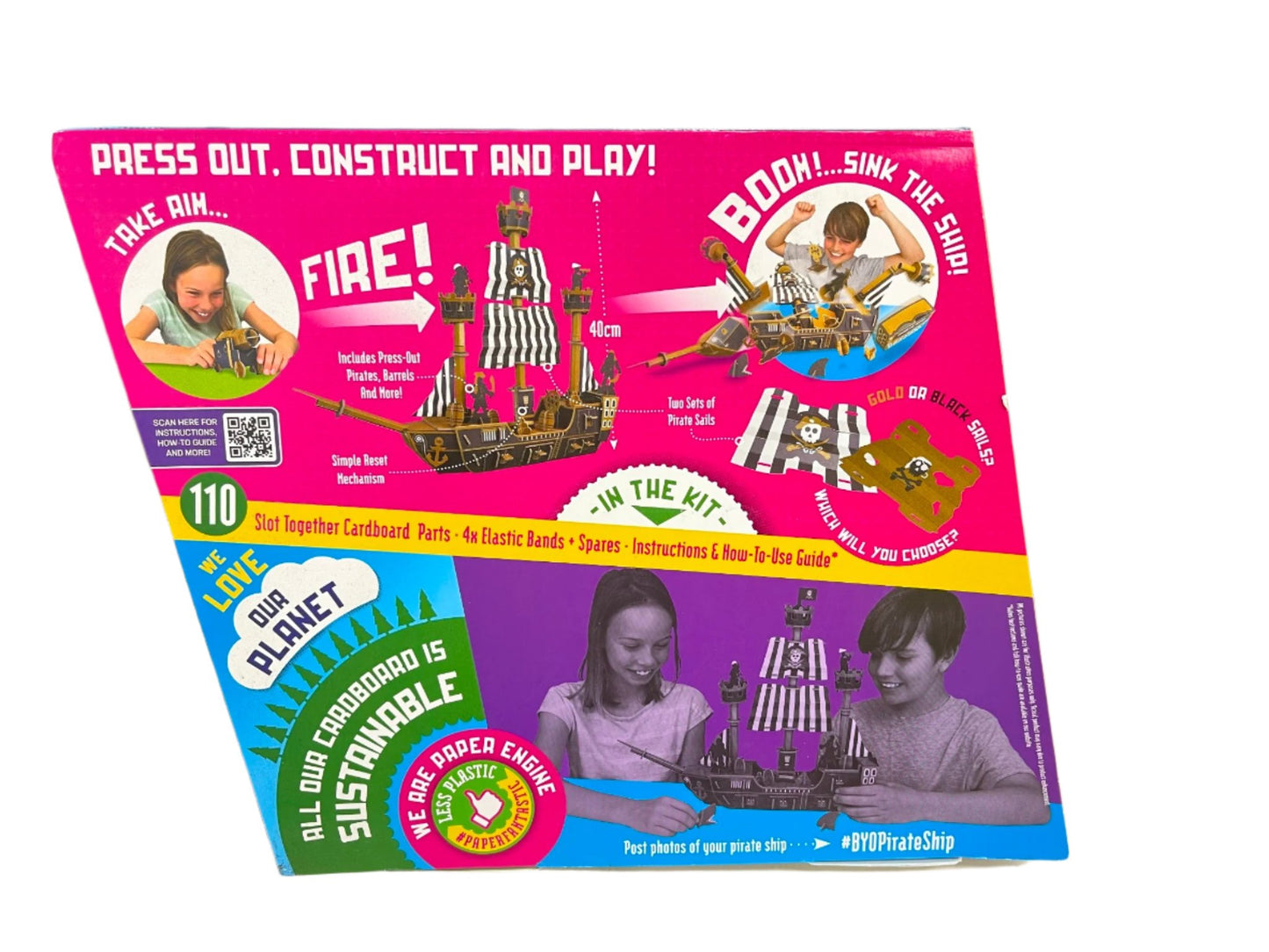 Colorific Build Your Own Pirate Ship Carboard Kit Ages 8+ NEW