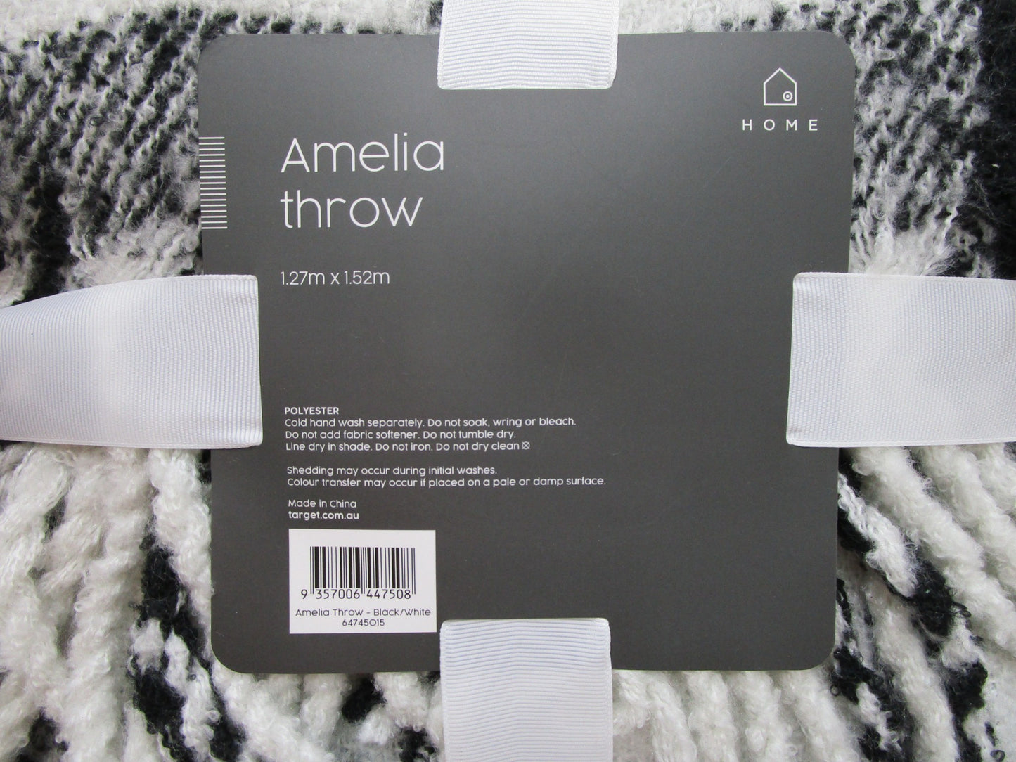 Target Home Soft Amelia Throw Blanket White & Black 127Cmx152Cm NEW