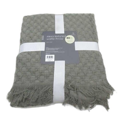 Target Cotton Alexa Textured Waffle Throw Grey 127Cmx152Cm NEW