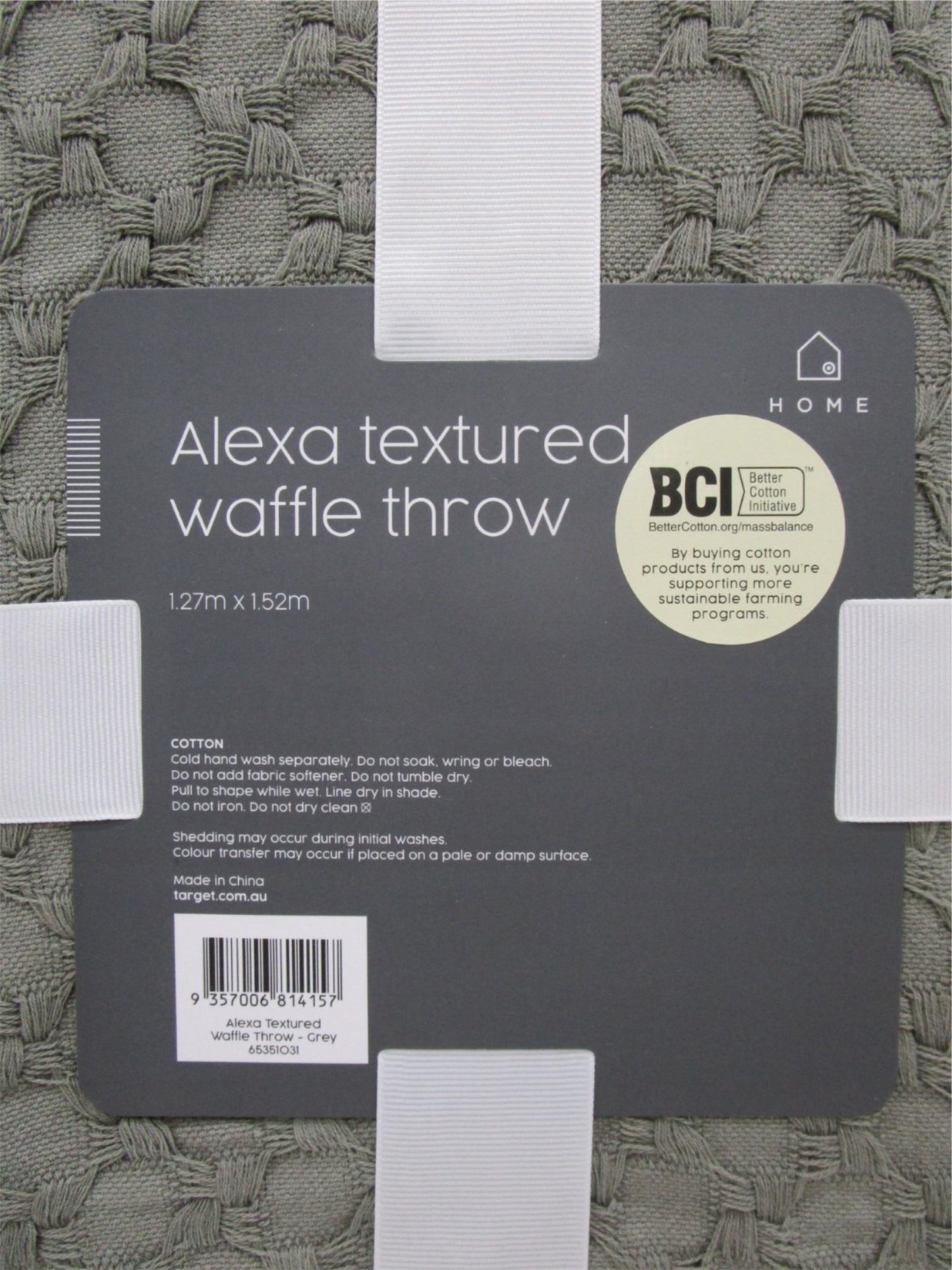 Target Cotton Alexa Textured Waffle Throw Grey 127Cmx152Cm NEW