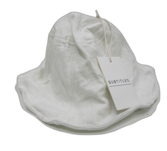 Subtitled Santa Monica Linen Bucket Hat White Osfa NEW