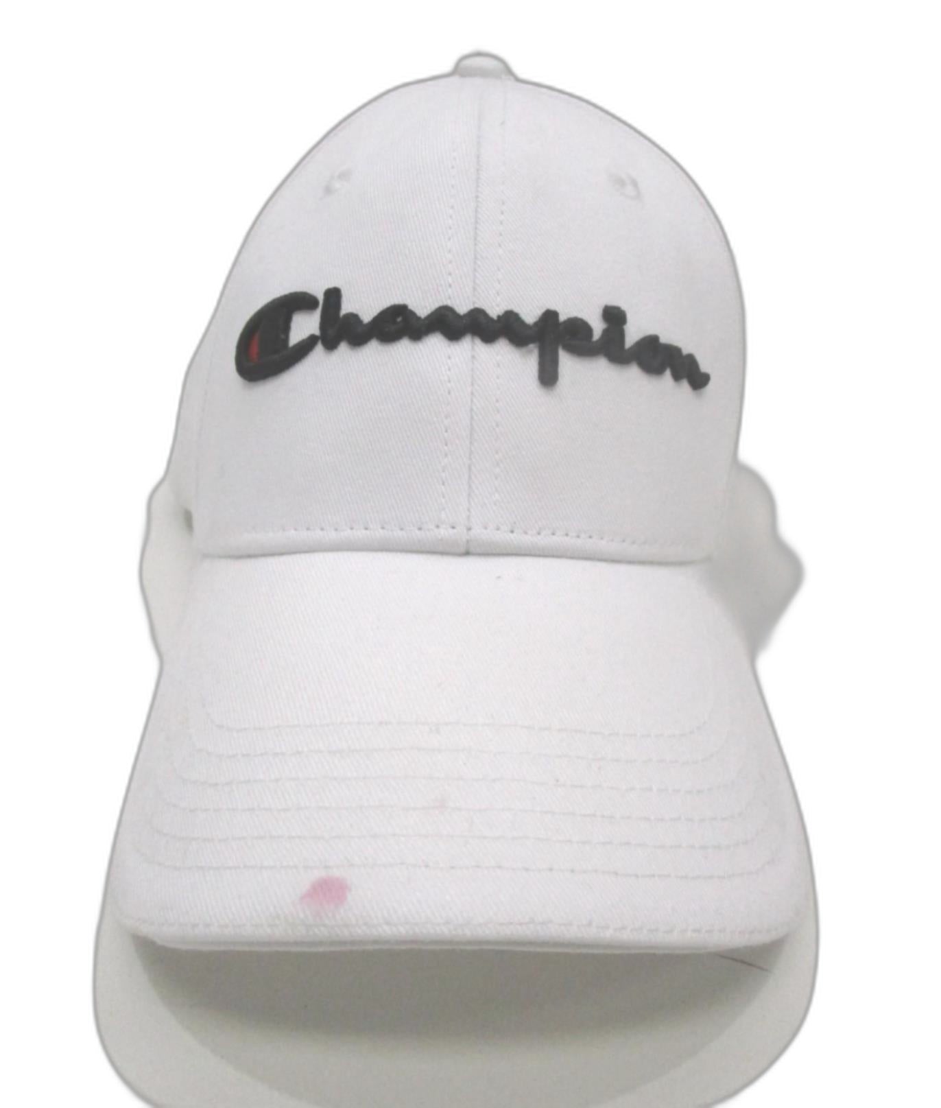 Champion Cotton Embroidered Logo Snap Closure Script Cap White Osfa NEW