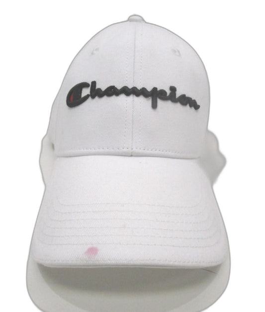 Champion Cotton Embroidered Logo Snap Closure Script Cap White Osfa NEW