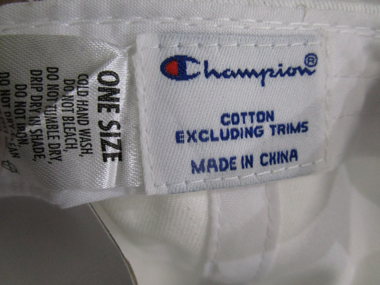 Champion Cotton Embroidered Logo Snap Closure Script Cap White Osfa NEW