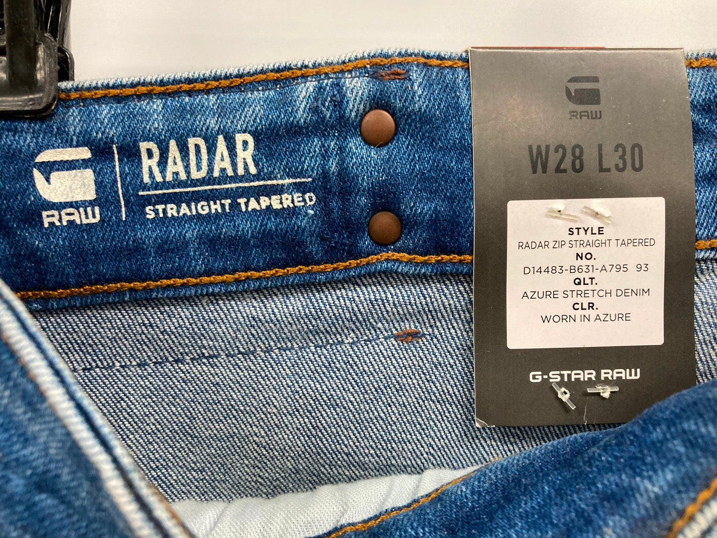 G-Star Raw Radar Zip Straight Tapered Blue Strtch Jeans Mens Sz 28 30 NEW