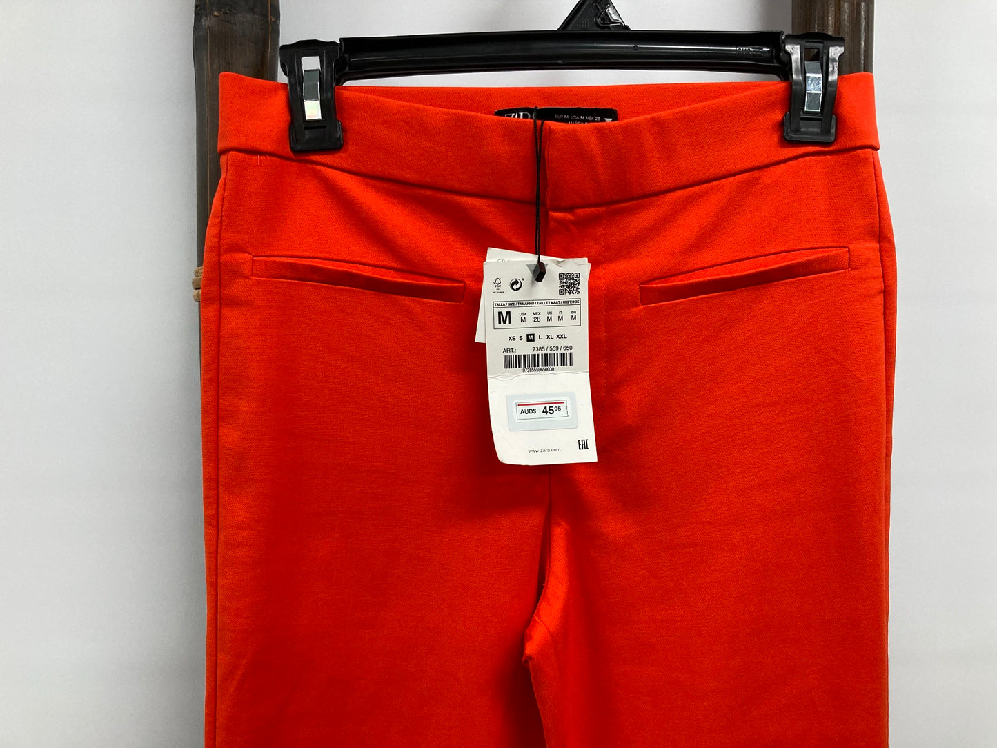 Zara High Waisted, Straight Leg Culottes Zip Tangerine Ladies Sz M NEW