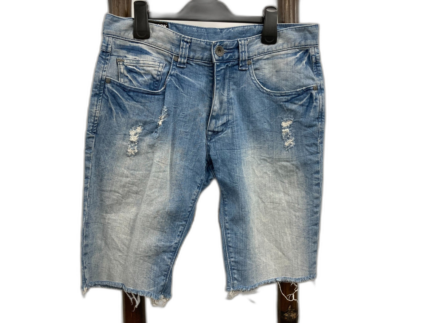 Ex Display Zoo York Brooklyn Denim Ripped Blue Shorts Freyed Mens Sz 32