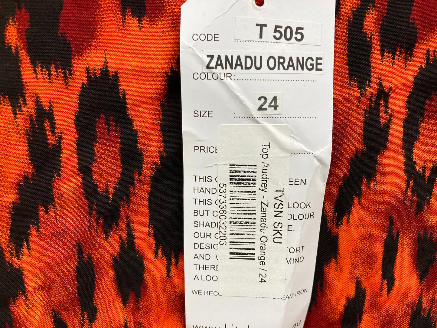 Kita Audrey Zandau Orange Relaxed Fit Blouse Top Ladies Sz 24 NEW