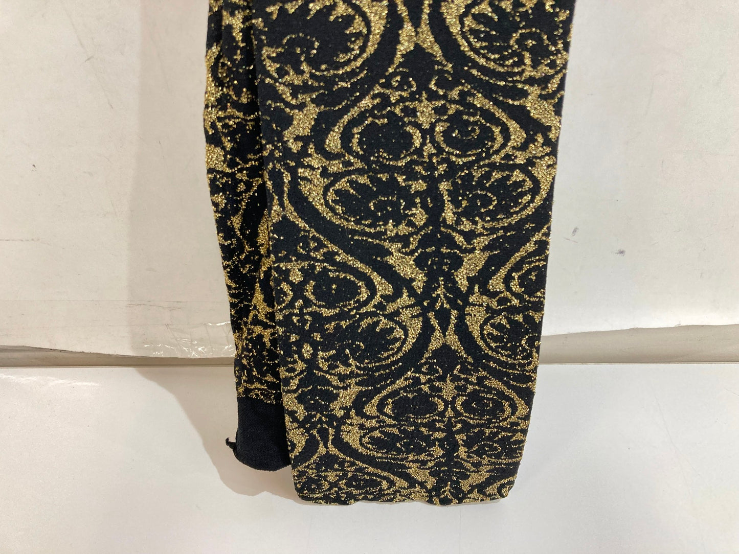 Emilio Cavallini Stilnovo Tights Den.70 Black Gold Pattern Ladies Sz S NEW